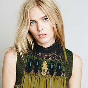 NWT FREE PEOPLE SLEEVELESS MOSS GREEN BABYLON DRESS, SIZE L